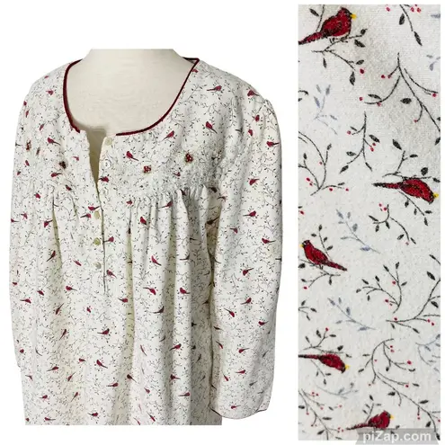 Aria Flannel Bird Christmas Nightgown