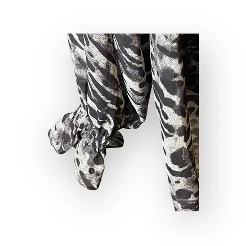 ALLSAINTS new ✽ Penny Ambient Chiffon Surplice Top ✽ Pale Grey Leopard Print ✽ S