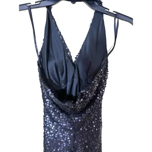 Frederick's of Hollywood Vintage Frederic’s Of Hollywood Black Sequin Halter Dress Size Small
