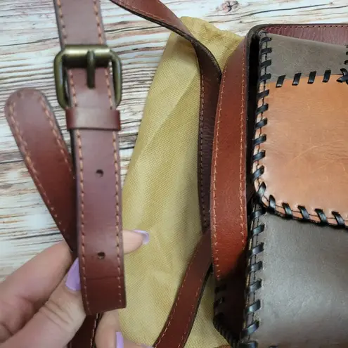 Patricia Nash Patchwork DANTE Crossbody Leather Flap Shoulder Bag