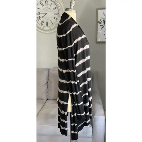 LA Made Womens Long Open Front Cardigan Sweater Brown Stripes Size XS Boho