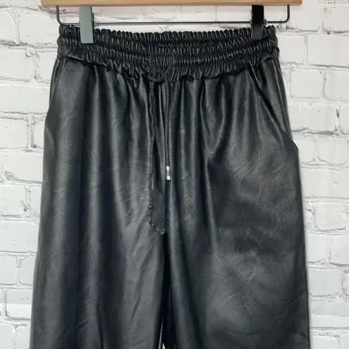 Trendy Faux Leather Jogger XS Black