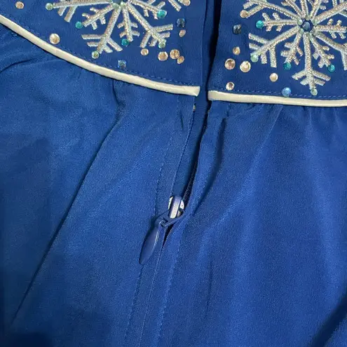 New Quacker Factory Blue Snowflake Embroidered Zip Up Long Sleeve Nightgown L Size L