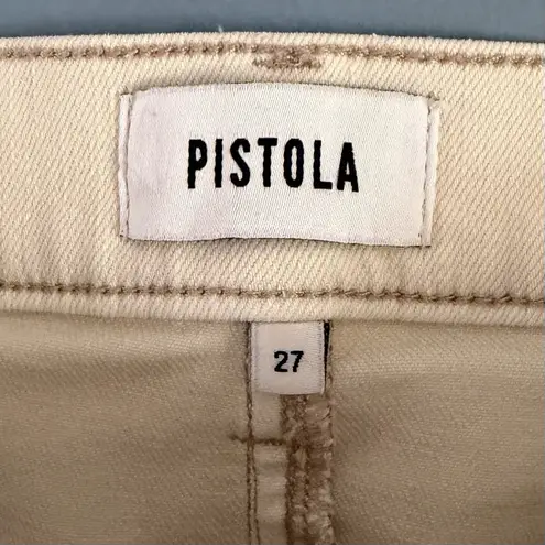 Pistola Lennon Cropped Boot High Rise Raw Hem Sandstone Ecru Jeans