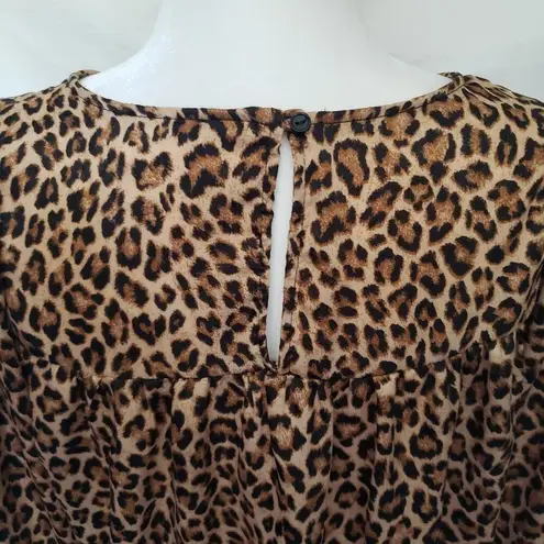 Everly  Peasant Womens Top Size Small Leopard Print 3/4 Sleeve Top Blouse Animal