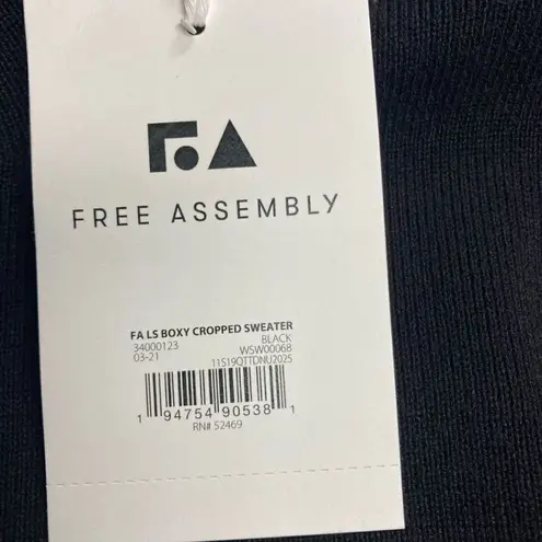 FREE ASSEMBLY Boxy Cropped Sweater Black Women’s Large Black