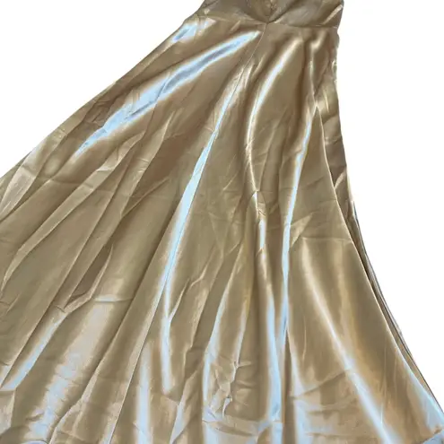 Birdy Grey Jay Strappy Tank Satin Dress Gown Bridesmaid Gold Size Medium NWT