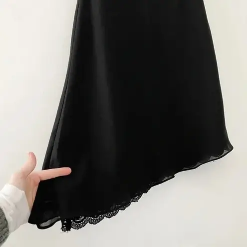 Alyn Paige Vintage Y2K Asymmetric Cowl Neck Midi Dress Black Size 5/6