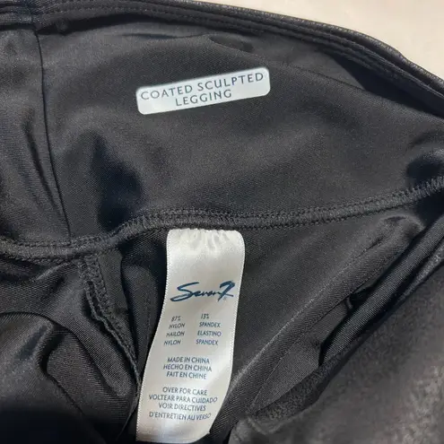 Seven7 Women's Black Ultra High Rise Coated Sculpting Legging - Size Medium