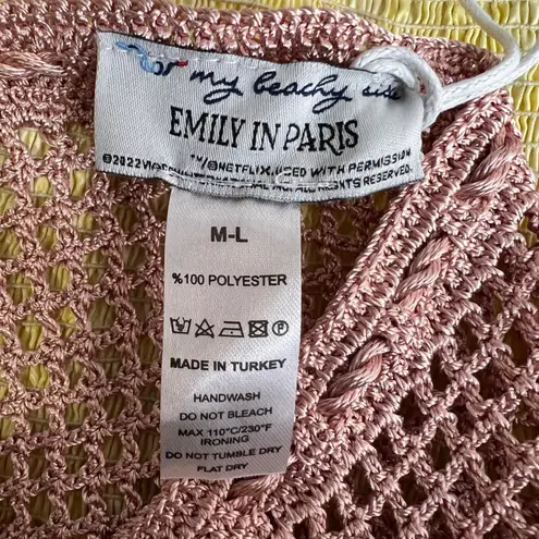 For My Beachy Side x Emily in Paris Crochet Tube Top Pink Sheer M/L New Size M