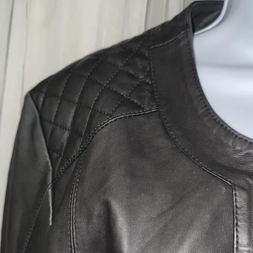 Sleek Black Leather Jacket for Women Size XL