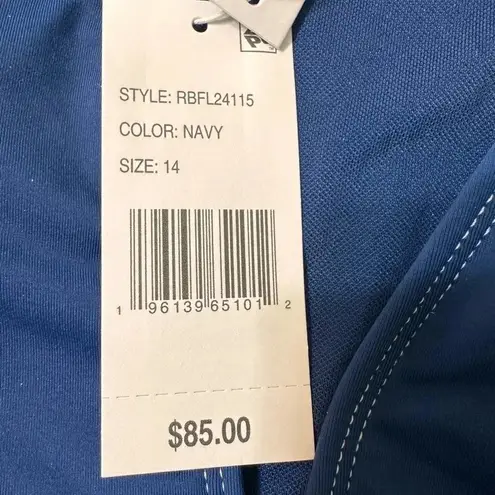 Bleu Rod Beattie Stitched Cap Sleeve Crop Navy Bikini Top NWT