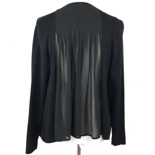 Thalia Sodi Black Open Front Pleated Cardigan Sweater Medium