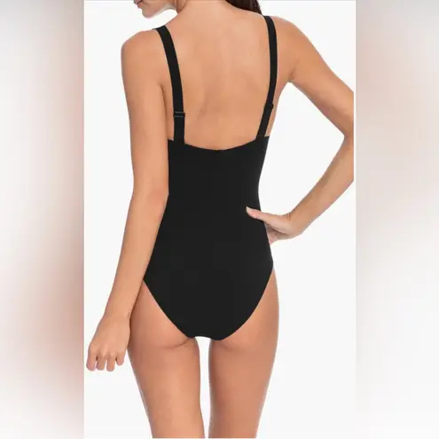 Robin Piccone Ava Plunge Underwire One-Piece swimsuit, Black, Size 10, $178