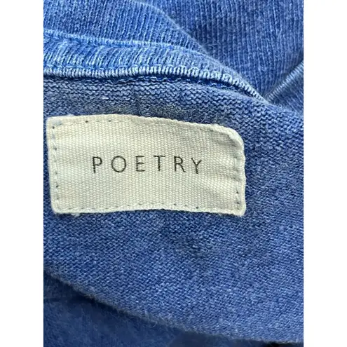 Poetry Top T-Shirt Women Size 16 Blue Hemp Cotton Distressed Cropped Lagenlook