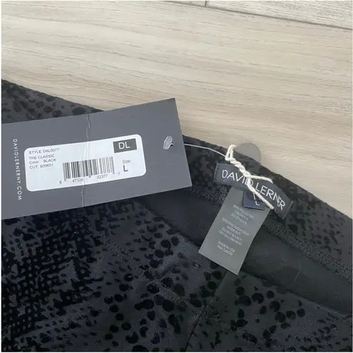 David Lerner New The Classic Black Embossed Snake Print Leggings Size L - Image 3