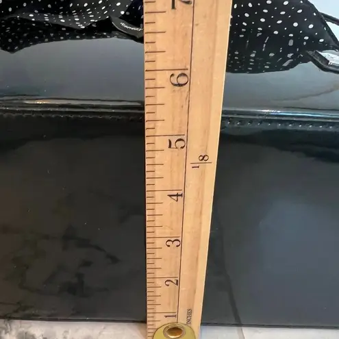 Beijo Black Vegan Patent Leather Paper Bag Handbag Polka Dot Scarf Twee Preppy