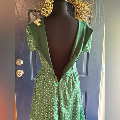 Alice Moon Green Puff Sleeve A-Line Mini Dress Owl Print size Small.