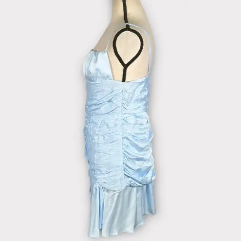 Bardot Quinn Ruched Minidress Women's Sz 6 Sky Blue Sleeveless NWT