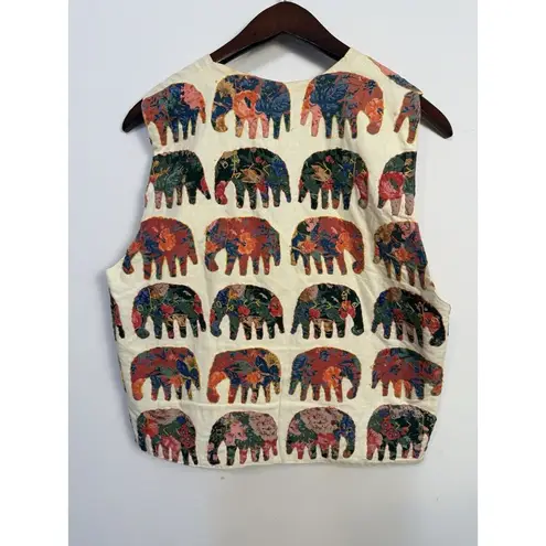 SOHO Compagnie Women's Vintage Boho Hand Made Embroidered Elephant Vest Medium