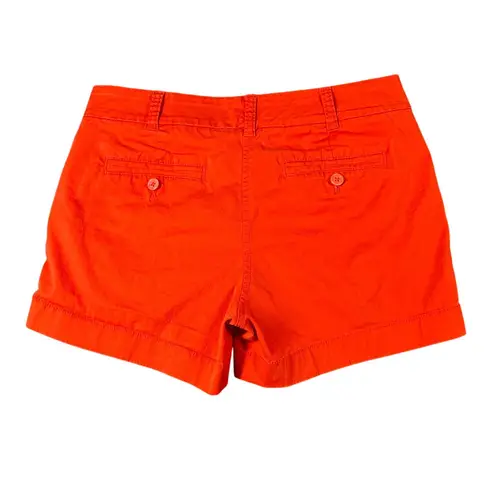 J Crew Womens 2 Bright Orange Flat Front Chino Cotton Shorts Pockets