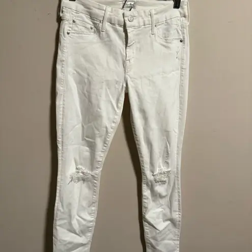 Mother Denim Jeans Looker Ankle Fray Little Miss Innocent White