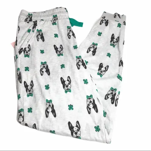 Jaclyn Smith Jaclyn Intimates Shamrock and Bulldog Pajama Pants Gray Size Small