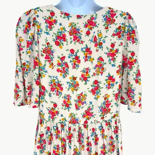 Sézane Melinda Floral Mini Babydoll Dress | Sz 34 (US 2) | White Floral Multi