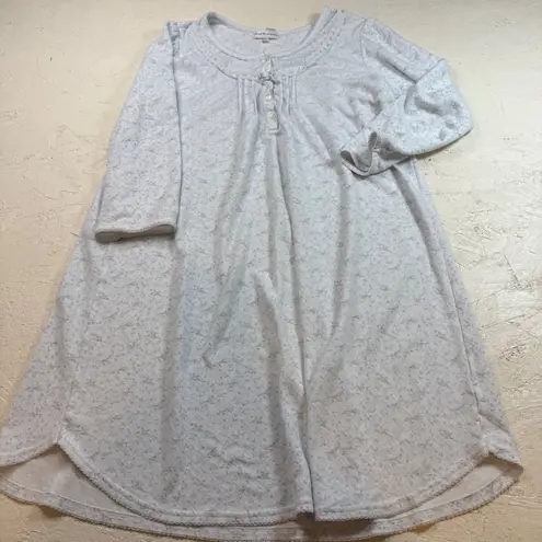 Miss Elaine Womens Nightgown Size L Blue Paisley Lace Trim Sleepwear Size L