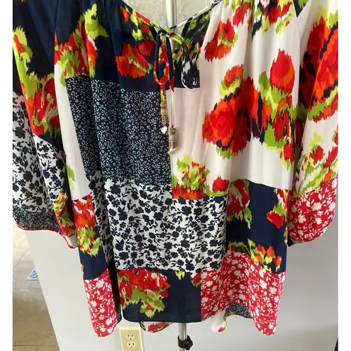 Valerie Stevens  Women's Sheer Quarter Sleeve Multi color‎ Top Size 1X