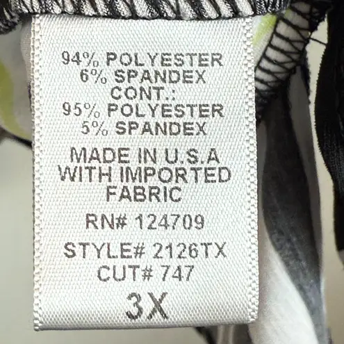 IC By Connie K Tunic Top Womens 3X Black White Striped Tie