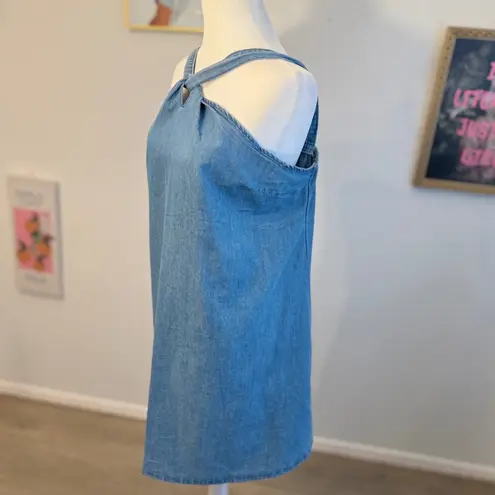 NWT Emery Rose Women's Western Denim Sleeveless Halter Mini Dress Size M NEW! Blue Size M