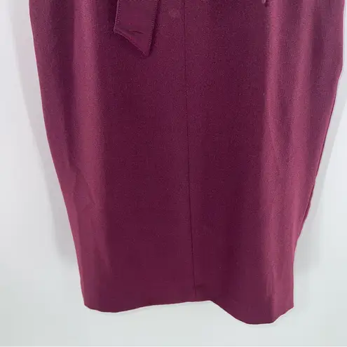 Eliza J Deep Burgundy Sheath Midi V-Neck Dress w/Reversible Fabric Belt-Size 0