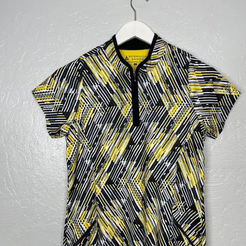 Bermuda  Sands Women S Yellow Black White Golf Dress Short Sleeve 1/4 Zip Pockets