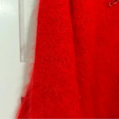 VINTAGE 80s EDDIE DASSIN Angora Rabbit Hair Wool Sweater Beaded size Large Red - Image 5