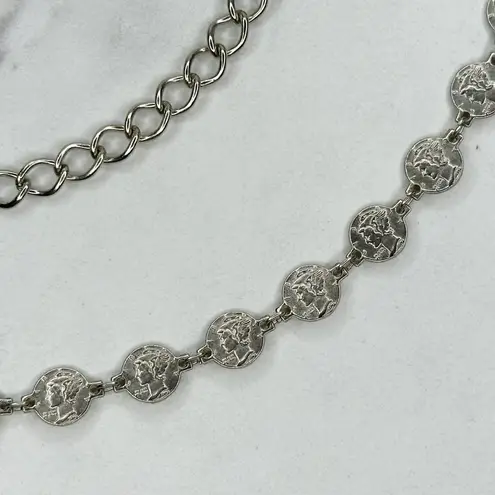 Skinny Dime Silver Tone Belly Body Metal Chain Link Belt OS One Size