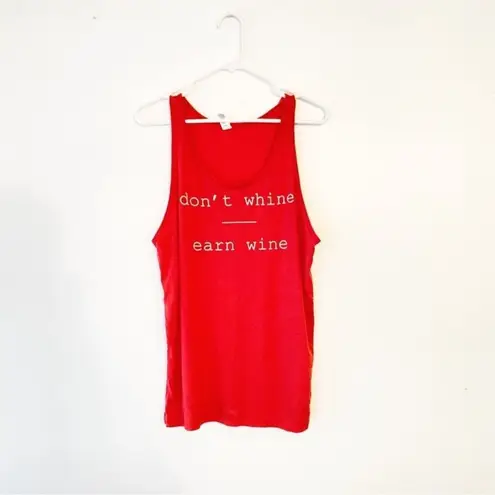 Handmade "Don't Whine Earn Wine" Workout Tank Top - Red, Women's Medium, NWOT Handcrafted