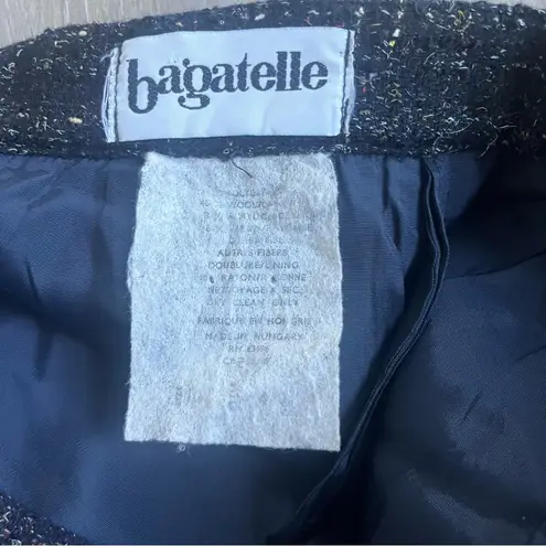 Bagatelle Vintage Elegant Dark Navy Tweed Wool Blend Midi Skirt