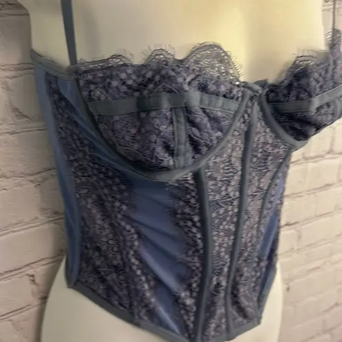 Urban Outfitters Out from Under  slate blue lace corset top size medium