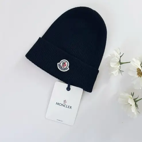 Moncler Logo-Appliquéd Ribbed Cotton Beanie Black