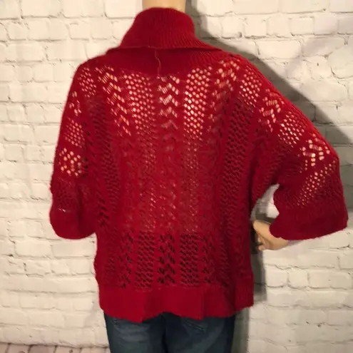 Notations Red Semi Sheer Knit Cowlneck Sweater L