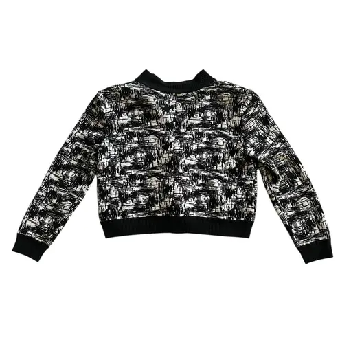 St. John Wool Blend Full Zip Shoulder pad Jacket Size Medium white black