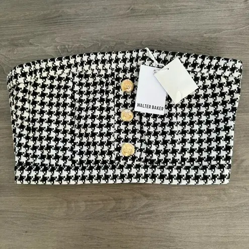 Walter Baker Houndstooth Bandeau Cropped Top black white size M NWT $118