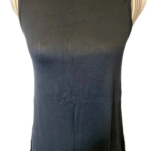 Luxe Black Asymmetrical Hem Lightweight Dressy Long Tank Top Women Sz L