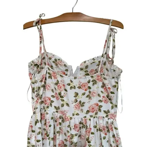 West of Melrose Floralā Print Maxi Dress Tiered Ruffle Milkmaid Cottage Sz M White Size M