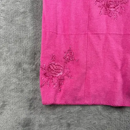 Jenny Cardigan Pink Knit Small Floral Embroider Cottagecore Vintage Y2K Feminine