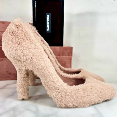 Dolce & Gabbana Pink Faux Fur Stiletto Pumps