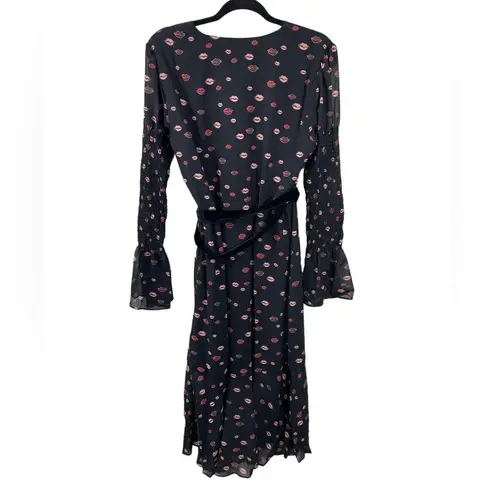 Hutch NEW x ModCloth Truth From My Red Lips Black Midi Dress Size LARGE