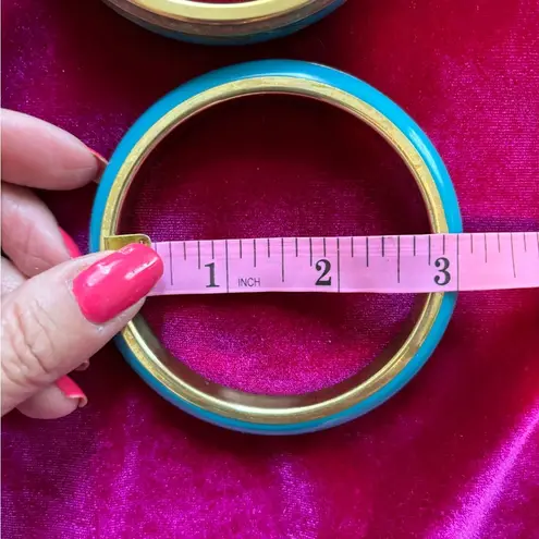 Vintage Blue Two  and Gold Bangle Bracelets