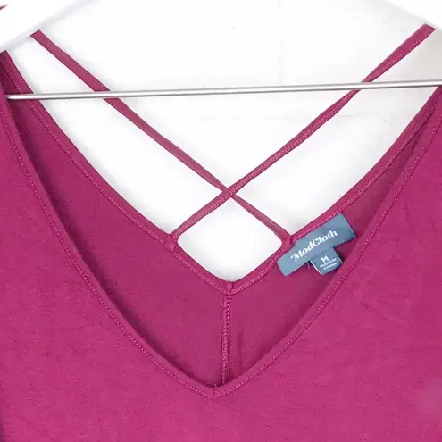 Modcloth Raspberry Maroon Criss Cross VNeck Blouse